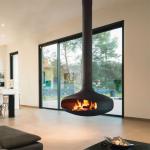 Efficient Log Burner Round Suspended Fireplace From Ceiling Heavy Duty Construction
