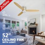 52 Modern Wood Blades Ceiling Fan with Lights and Remote Control Standard Wind Type for sale