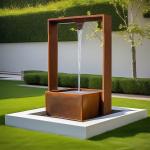 Create Tranquil Setting Corten Steel Garden Water Features Big OEM