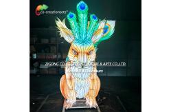 China Giant Illuminated Squirrel Sculpture Lantern With Dazzling Peacock Feather Tail supplier