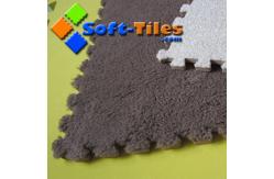 China 3/8 Thick Eva Brown Plush Carpet Tiles Long Hair Anti Slip supplier