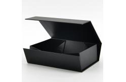 China Custom Paper Folder Box Packaging Luxury Black Foldable Paper Gift Box With Ribbon supplier