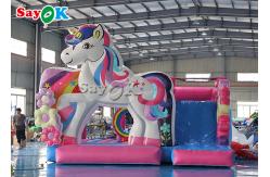 China Unicorn Themed Inflatable Trampoline For Kids Birthday Party Games supplier