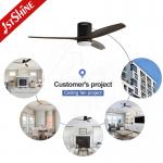 Wooden Blades Flush Mount Smart APP Control Ceiling Fan With Light
