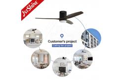 China Wooden Blades Flush Mount Smart APP Control Ceiling Fan With Light supplier