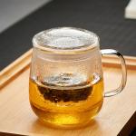 Customized Glass Tea Infuser Cup Single Serving Borosilicate Glass Material