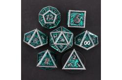 China Green DND Dragon and Dungeon Metal Dice Set Customized Personalized Rune Dice Set supplier