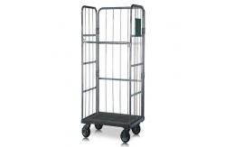 China Mild Steel Roll Cage Trolley Warehouse Logistic Storage With Wheels supplier