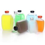 Custom 50ml 200ml Small Glass Juice Bottles Flat With Screw Lid