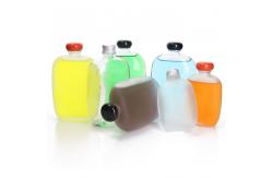 China Custom 50ml 200ml Small Glass Juice Bottles Flat With Screw Lid supplier