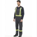 210-350gsm 9 CAL Flame Retardant Coverall Workwear FR Bib Overalls With Reflective Tape for sale