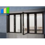 Aluminum Folding Door Double Tempered Glass Accordion Door For Veranda for sale