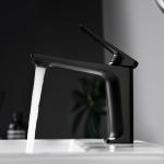Brass Single Hole Single Handle Basin Mixer Tap in Matte Black for sale