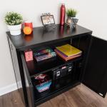 2 Doors Foldable Metal Storage Shelf Cabient With Recessed Handle