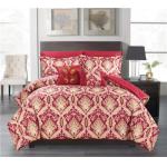 Reversible 7pcs Printed Comforter Set Microfiber Bedding Set Embroideried Pillow Reversible Comforter Set for sale