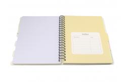 China Metal Spiral Presentation Book B5 Diecutting Wood Grain Hard Cover With Index Divider supplier