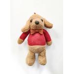 Brown Cute Dog Plush , Vivid Red Cloth Dog Stuffed Animals 20CM Height for sale