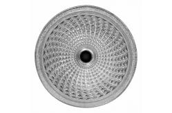 China Silver Funnel Shaped Crystal Wash Basins Chromed Etched Glass Vessel Sinks supplier