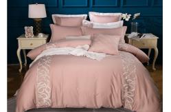 China Pink Modern Design Duvet Covers , Embroidered 4 Pcs Geometric Duvet Cover supplier
