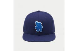China Personalized Flat Brim Snapback Hats Snap Button Adjustable Navy Blue Towel Embroidered supplier
