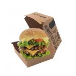 Customized Disposable Burger Box  Food Grade Kraft Paper Clam Shell Takeaway Packaging for sale