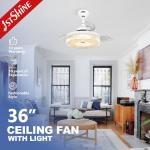 Retractable LED Ceiling Fan with Remote Control and 3000K/4500K/6000K Color Temperature for sale