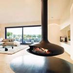 Efficient Log Burner Round Suspended Fireplace From Ceiling Heavy Duty Construction