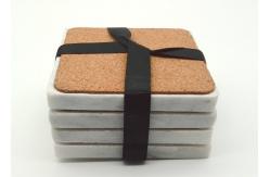 China Marble White Plain Stone Coasters No Pollution Insulated With Back Pad supplier