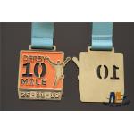 Antique Gold Finish Custom Sports Medals With Heat Transfer Ribon for sale