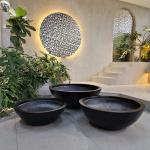 Bowl Shape Black Fiberglass Plant Pots for Garden Home Floor for sale