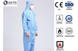 China Non Woven Chemical Protective Clothing Full Face Two Way Zipper Bound Seams supplier