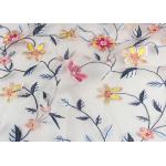 120 Cm Embroidered Floral Multi Colored Lace Fabric Gauze For Garment Factory for sale