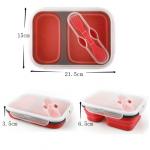 FDA Standard 2 Compartments Silicone Bento Foldable Lunch Box