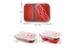China FDA Standard 2 Compartments Silicone Bento Foldable Lunch Box supplier