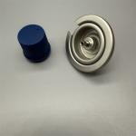 Lightweight aluminum gas canister valve for backpackers with instant-click fitting