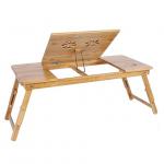 Folding Adjustable Bamboo Laptop Stand Desk Sustainable Wood Custom for sale