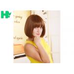 Custom Silky Straight Synthetic Wig ,  Short Bob Wigs With Bangs for sale