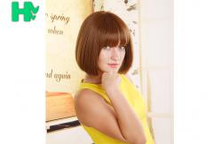 China Custom Silky Straight Synthetic Wig ,  Short Bob Wigs With Bangs supplier