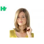 Natural Looking Light Blonde Bob Wig With Bangs High Temperature for sale