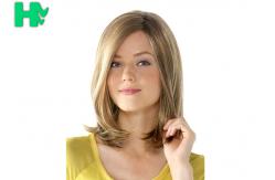 China Natural Looking Light Blonde Bob Wig With Bangs High Temperature supplier
