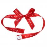 China Gift Box Decorative Custom Logo Printed Pre-Tied Satin Ribbon Bow with Elastic Loop for sale