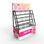 Supermarket Point Of Sales Displays Candy Display Shelving Metal Custom Logo for sale