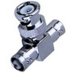 Nickel / Gold Plated BNC T Connector Double Female To Male Type Adaptor for sale