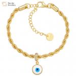 Twisted Gold Plated Stainless Steel Jewelry Enamel Evil Eye Pendant Bracelet for sale