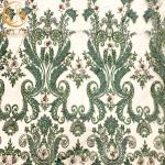 Custom Green 3D Applique Bridal Lace Fabrics For Party Dresses for sale
