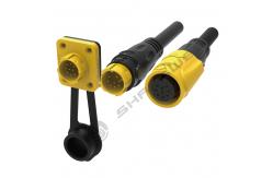 China M19 Connector 9pin Yellow 5A Solder Overmolded Aluminum Alloy Shell Nylon IP67 supplier