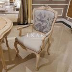 French Style Fabric With Ash Wood Upholstered Dining Chair for sale
