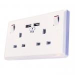 British Standard USB Wall Switch Socket , 110V ~ 250V 13A Charging Socket Panel