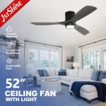 Wooden Blades Ceiling Fan With Light and Remote for Low Ceiling for sale