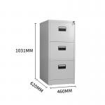 Office Storage 3 Tiers Metal Filing Cabinet With Lock Big Drawer Grey for sale